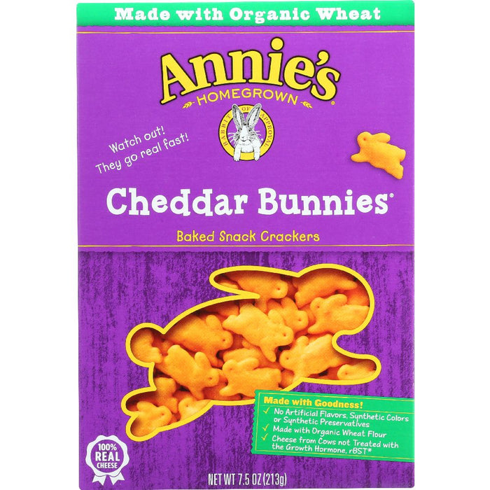 ANNIE'S HOMEGROWN: Cheddar Bunnies Baked Snack Crackers Original, 7.5 Oz