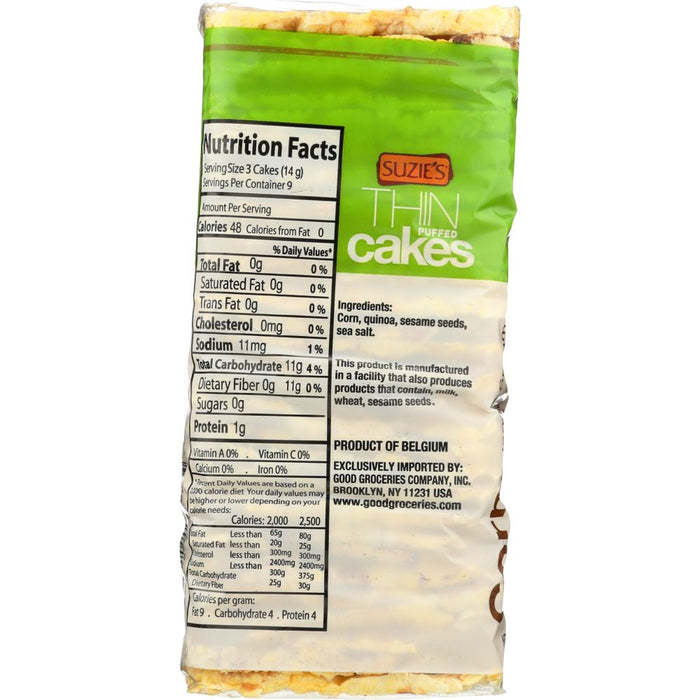 SUZIES: Corn Quinoa & Sesame Thin Puffed Cakes, 4.6 oz