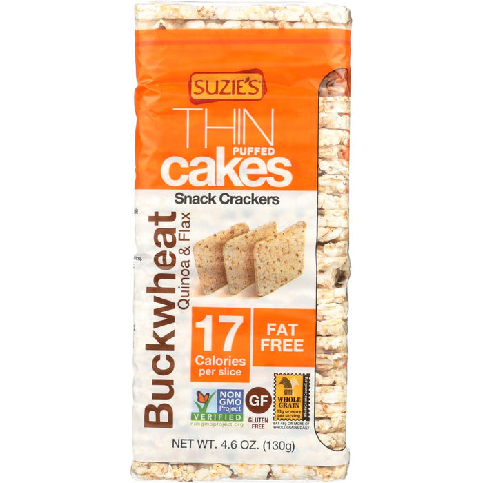 SUZIES: Buckwheat Quinoa & Flax Thin Cakes Crackers, 4.6 oz