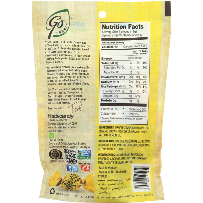 GO ORGANIC: Candy Honey Lemon Organic, 3.5 oz