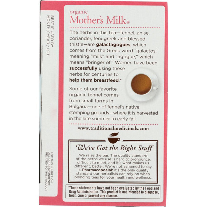 TRADITIONAL MEDICINALS: Organic Mother's Milk Herbal Tea 16 Tea Bags, 0.99 oz