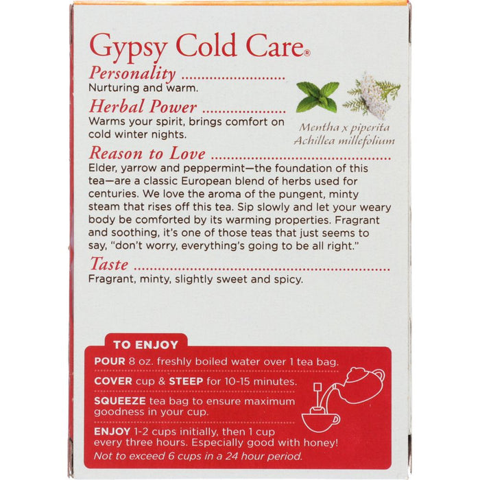 TRADITIONAL MEDICINALS: Gypsy Cold Care Herbal Tea 16 Tea Bags, 0.99 oz