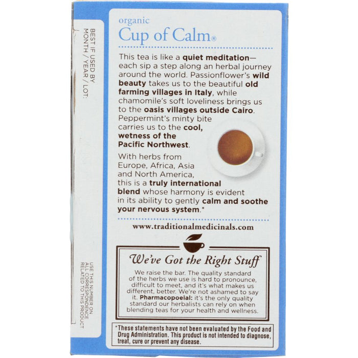 TRADITIONAL MEDICINALS: Organic Cup of Calm Caffeine Free Herbal Tea 16 Tea Bags, 0.85 oz