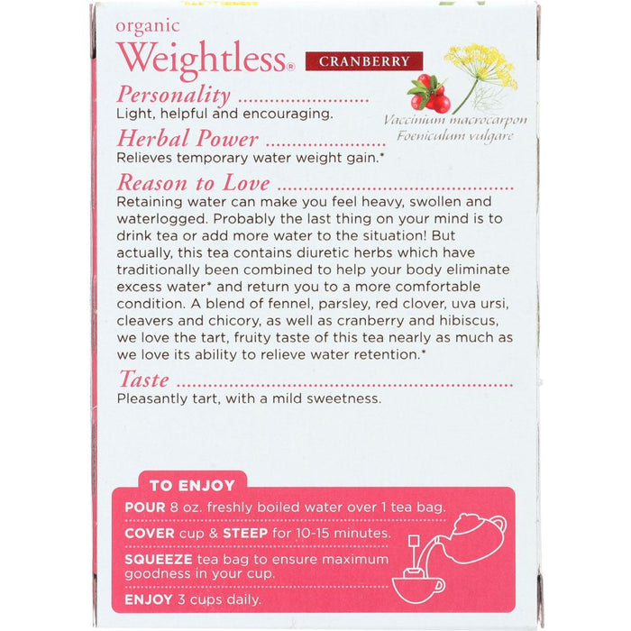 TRADITIONAL MEDICINALS: Organic Weightless Cranberry Herbal Tea 16 tea bags, 0.85 oz
