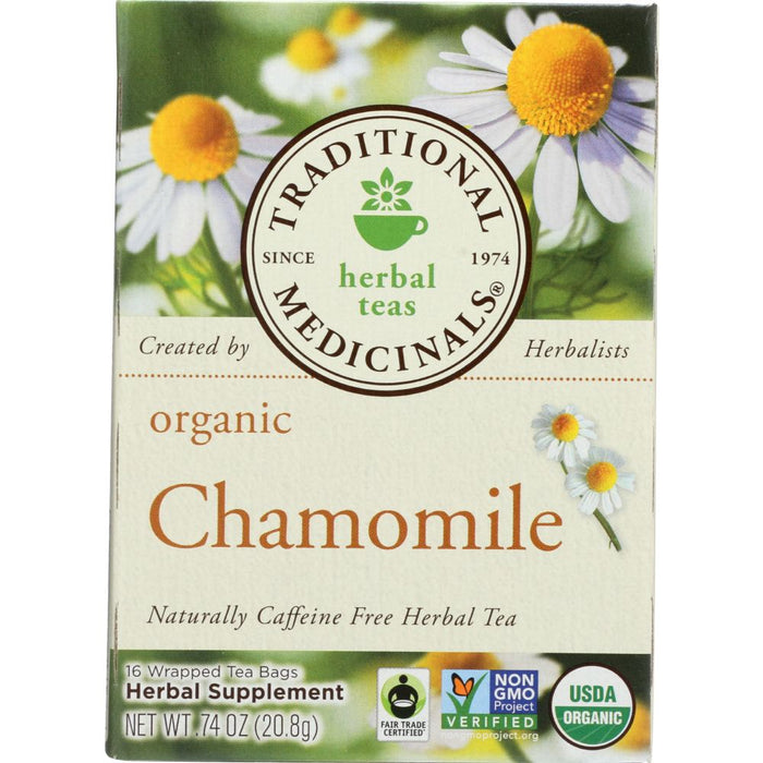 TRADITIONAL MEDICINALS: Organic Chamomile Calmative and Digestive Herbal Tea 16 tea bags, 0.74 oz
