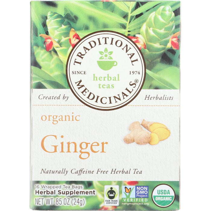 TRADITIONAL MEDICINALS: Organic Ginger Herbal Tea 16 Tea Bags, 0.85 oz