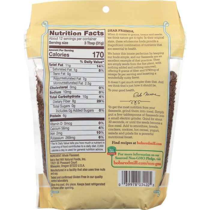 BOBS RED MILL: Premium Whole Flaxseed Brown, 13 oz