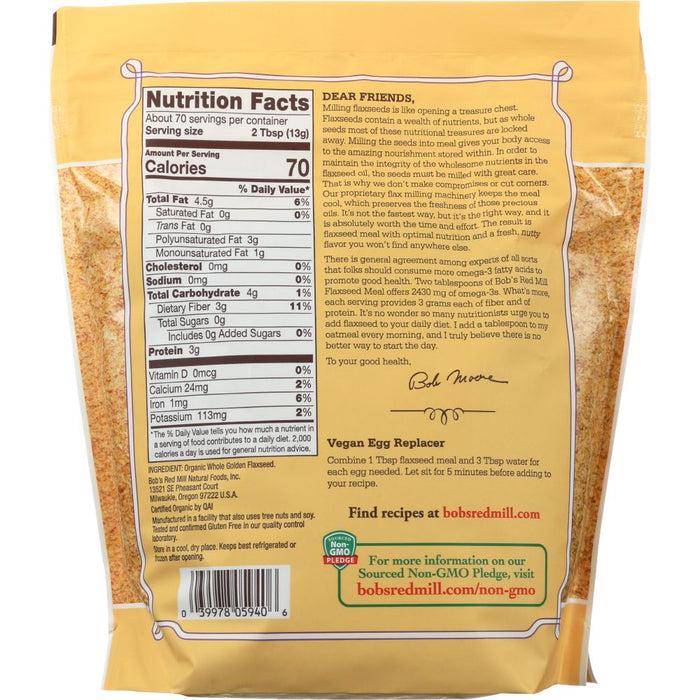BOBS RED MILL: Organic Golden Flaxseed Meal, 32 oz