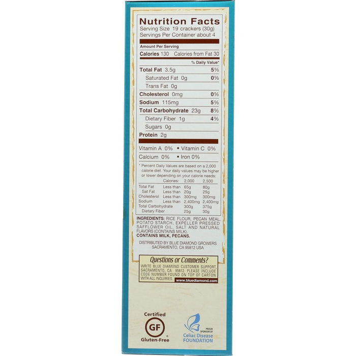 BLUE DIAMOND: Pecan Nut-Thins Nut & Rice Cracker Snacks, 4.25 oz