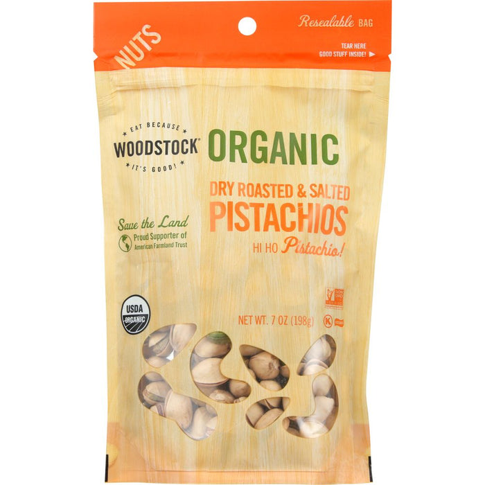 WOODSTOCK: Pistachios Organic Dry Roasted and Salted, 7 oz