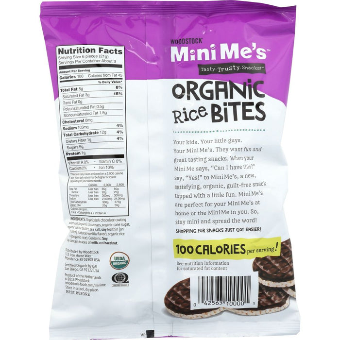 WOODSTOCK: Rice Bites Dark Chocolate Sea Salt Organic, 2.1 oz