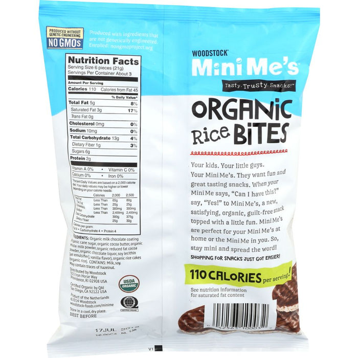 WOODSTOCK: Rice Bites Milk Chocolate Organic, 2.1 oz