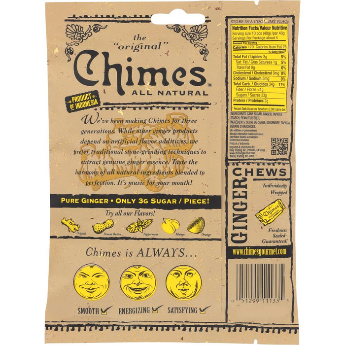 CHIMES: Peanut Butter Ginger Chews Bag, 5 oz