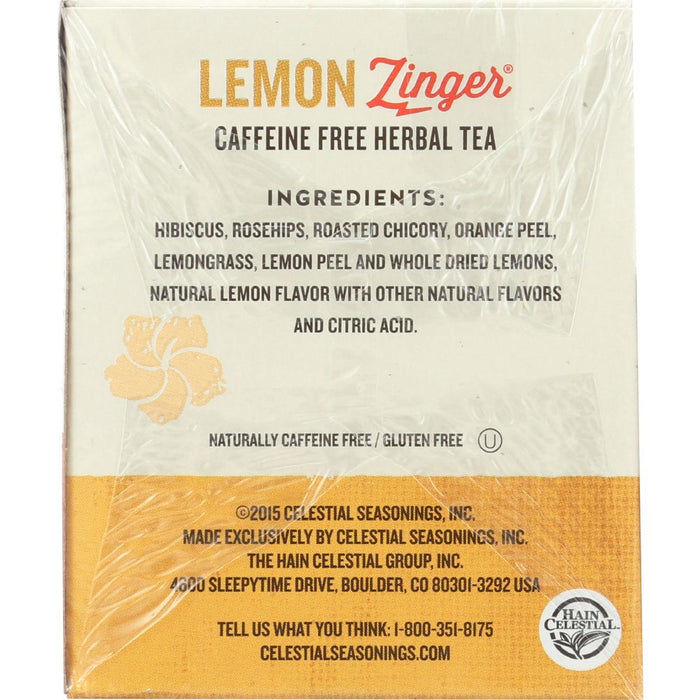 CELESTIAL SEASONINGS: Lemon Zinger Herbal Tea Caffeine Free, 20 bg