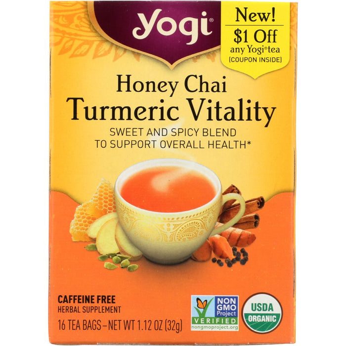 YOGI TEAS: Honey Chai Turmeric Vitality Tea, 16 bg
