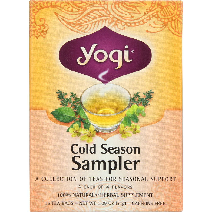 YOGI TEAS: Cold Season Tea Sampler Caffeine Free, 16 Tea Bags