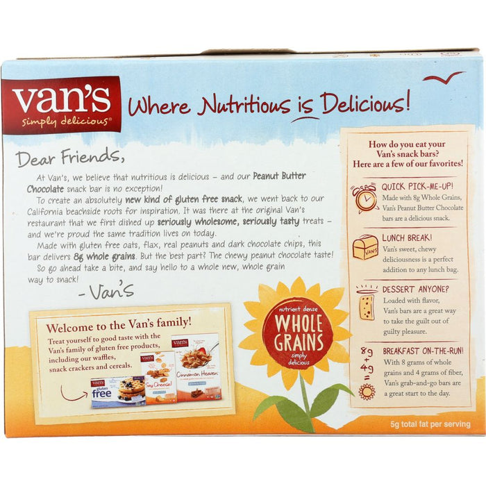 VANS: Gluten Free Peanut Butter Chocolate Snack Bars, 6.02 oz