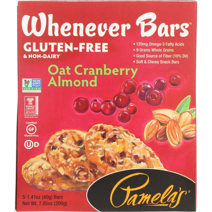 PAMELA'S: Whenever Bars Oat Cranberry Almond, 7.05 oz
