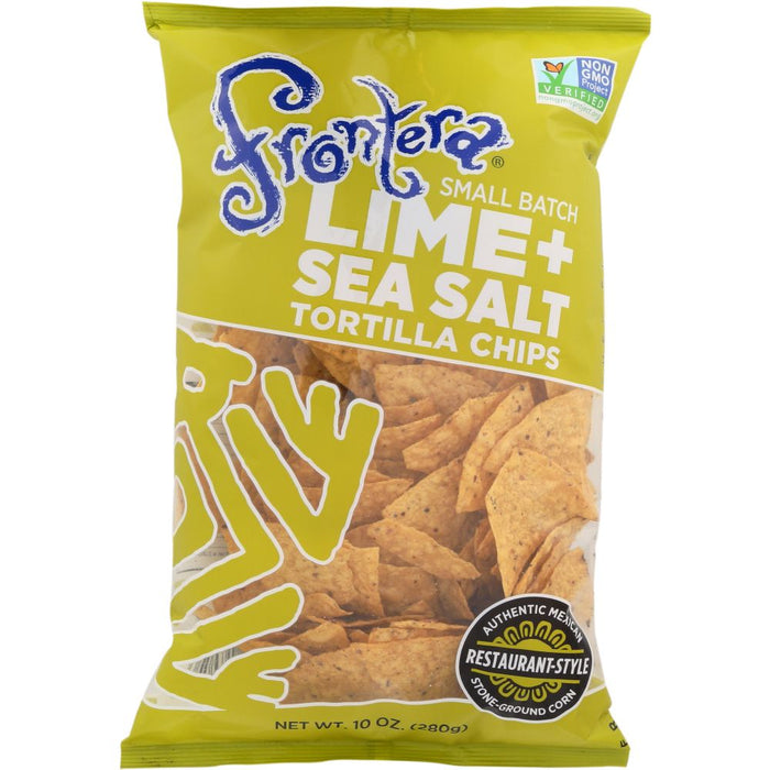 FRONTERA: Lime and Sea Salt Stone-Ground Tortilla Chips, 10 oz