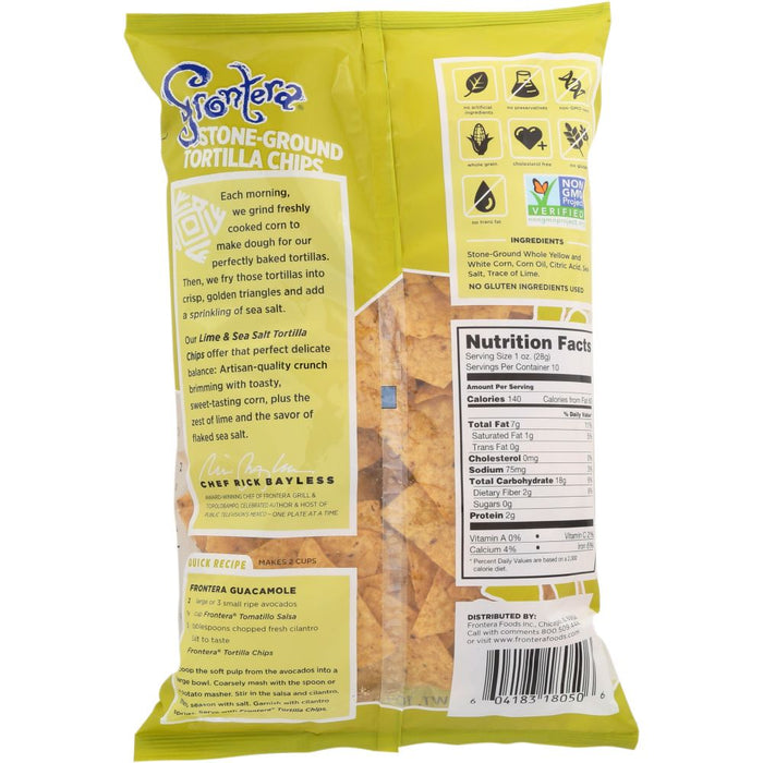 FRONTERA: Lime and Sea Salt Stone-Ground Tortilla Chips, 10 oz