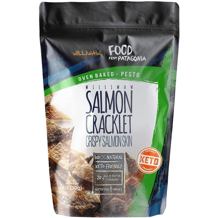 WILLIWAW SALMON CRACKLET: Salmon Skin Pesto Flavor, 1 bg