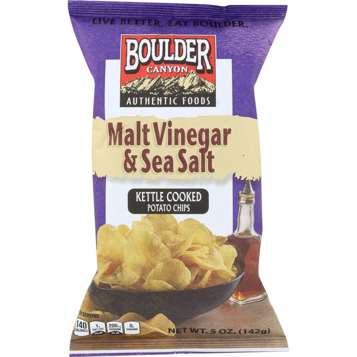 BOULDER CANYON: Kettle Cooked Potato Chips Malt Vinegar and Sea Salt, 5 oz