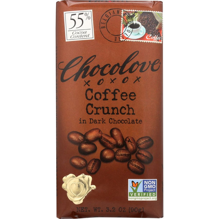 CHOCOLOVE: Dark Chocolate Bar Coffee Crunch, 3.2 oz