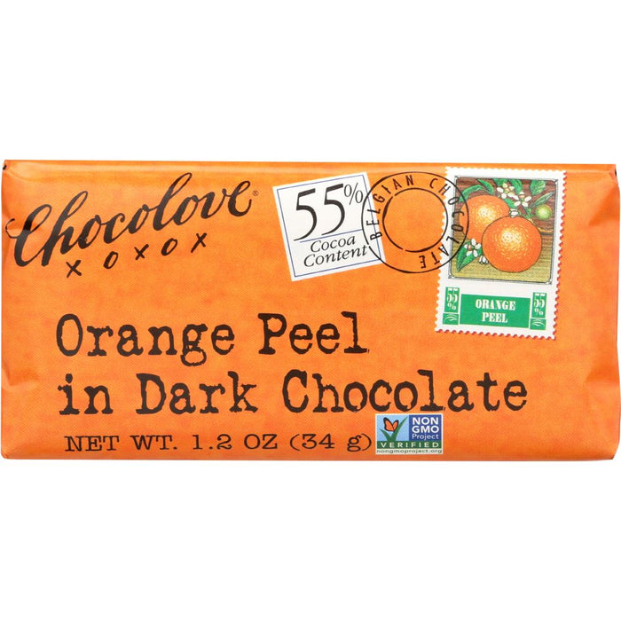 CHOCOLOVE: Mini Dark Chocolate Bar Orange Peel, 1.2 oz