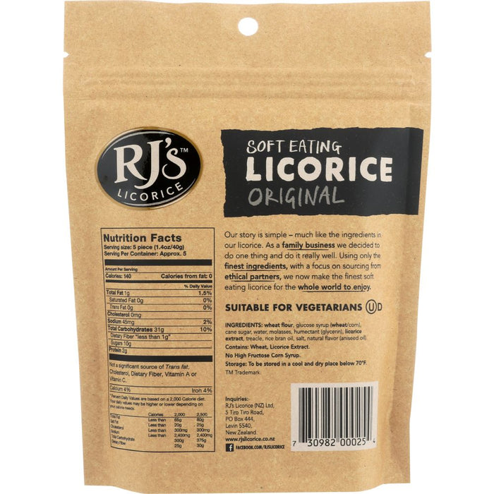 RJS LICORICE: Soft Eating Black Licorice, 7.05 oz