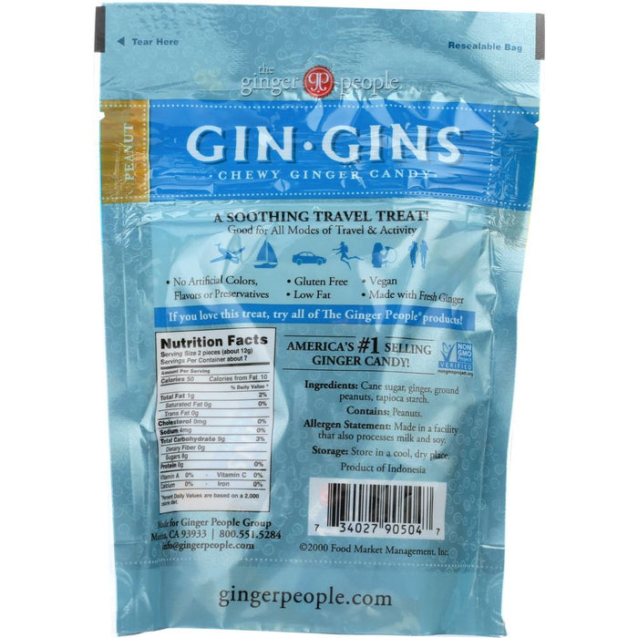 GINGER PEOPLE: Gin Gins Peanut Chewy Ginger Candy, 3 oz