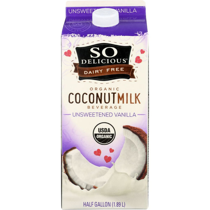 SO DELICIOUS: Coconut Milk Beverage Unsweetened Vanilla, 64 oz