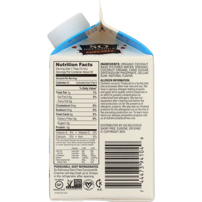 SO DELICIOUS: Coconut Milk French Vanilla Creamer, 16 oz