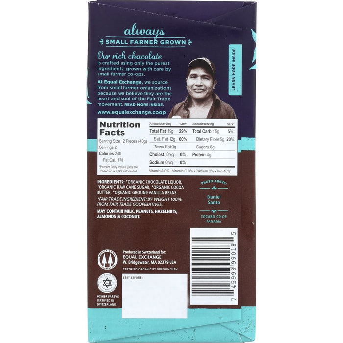 EQUAL EXCHANGE: Chocolate Bar Extra Dark Panama Organic, 2.8 oz