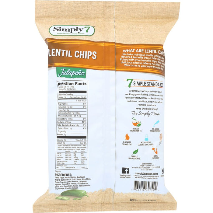 SIMPLY 7: Lentil Chips Jalapeño Naturally Spicy, 4 oz