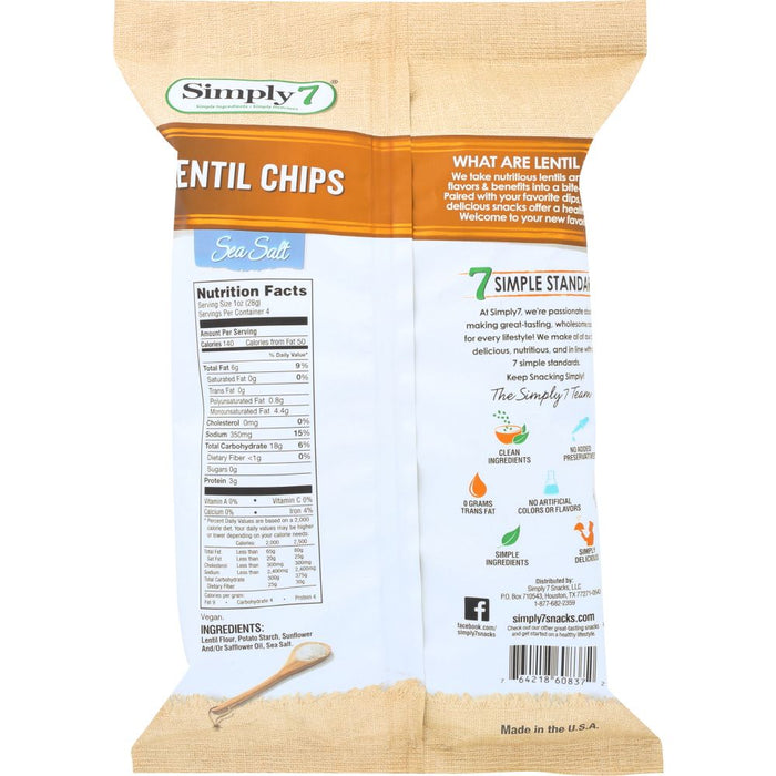 SIMPLY 7: Lentil Chips Sea Salt Just A Pinch, 4 oz