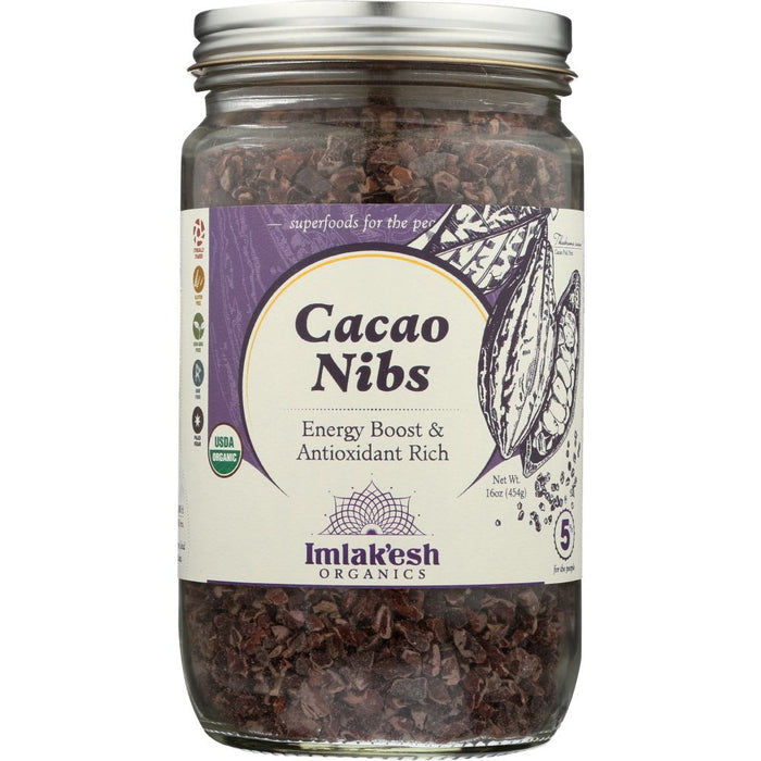 IMLAKESH ORGANICS: Cacao Nibs Organic, 16 oz