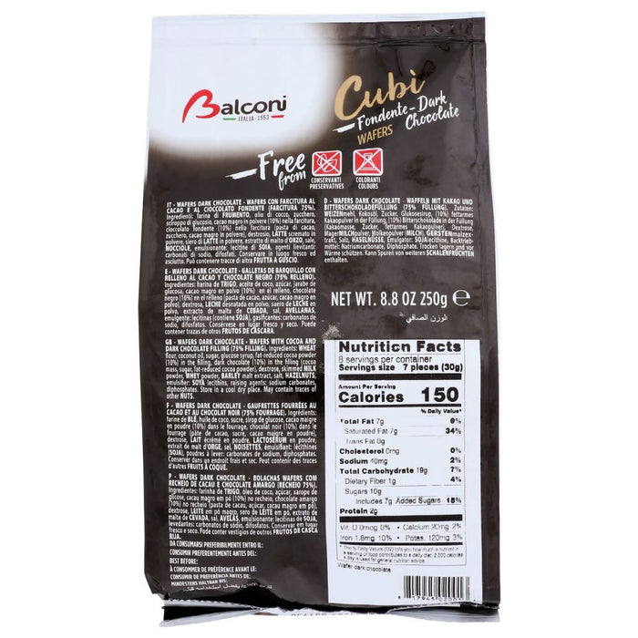 BALCONI: Wafer Cubi Dark Chocolate, 250 gm