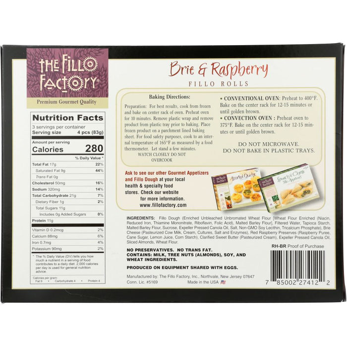 FILLO FACTORY: Brie and Raspberry in Fillo Rolls, 8.75 oz