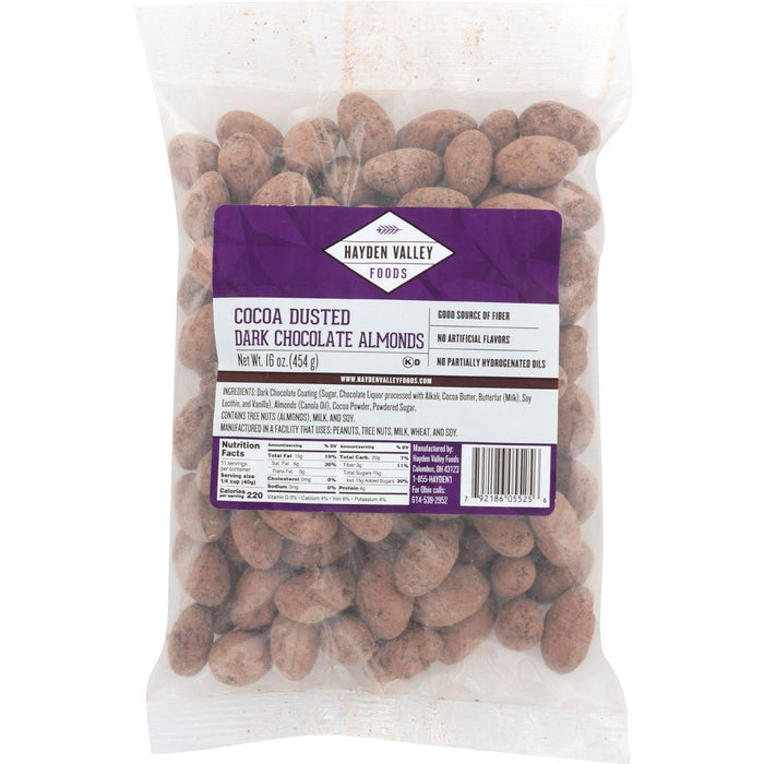 TROPICAL: Cocoa Dusted Dark Chocolate Almonds, 16 oz