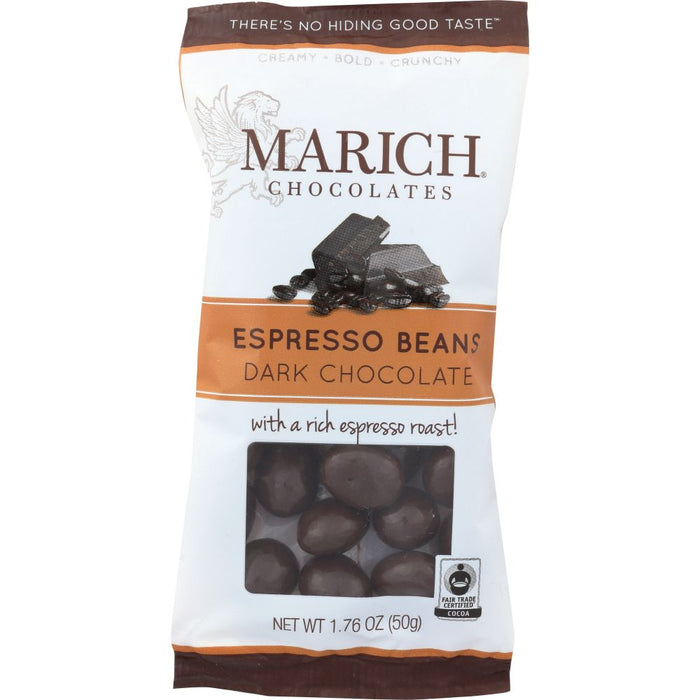 MARICH: Dark Chocolate Espresso Beans Single Serve, 1.76 oz