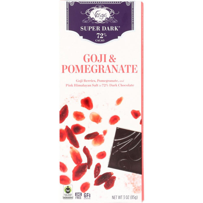 VOSGES HAUT: Goji & Pomegranate Dark Chocolate Bar, 3 oz