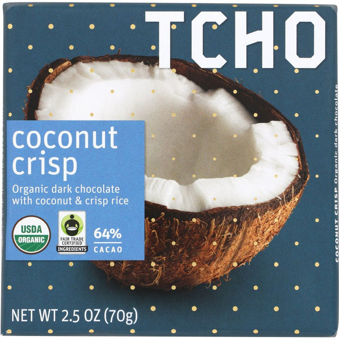 TCHO: Chocolate Bar Dark Coconut Crisp Organic, 2.5 oz