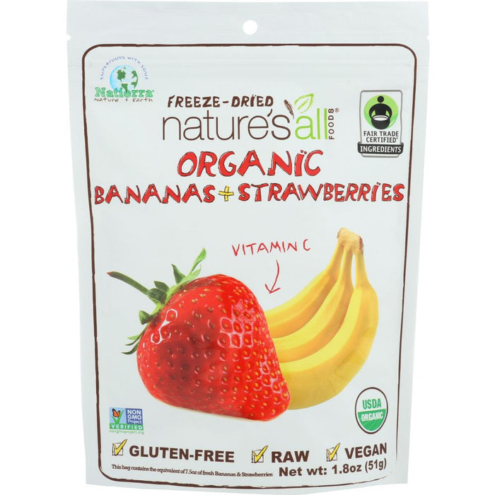 NATURE'S ALL: Organic Freeze Dried Bananas + Strawberries, 1.8 oz