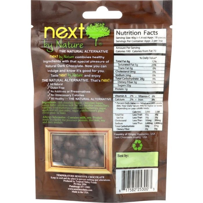 NEXT ORGANICS: Chocolate Covered Blueberry Dark Natural, 3 oz