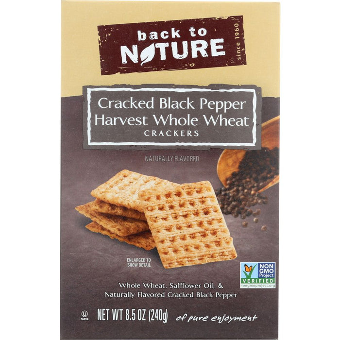 BACK TO NATURE: Cracked Black Pepper Harvest Whole Wheat Crackers, 8.5 oz