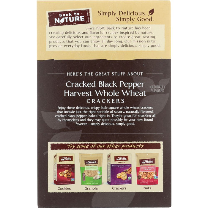 BACK TO NATURE: Cracked Black Pepper Harvest Whole Wheat Crackers, 8.5 oz