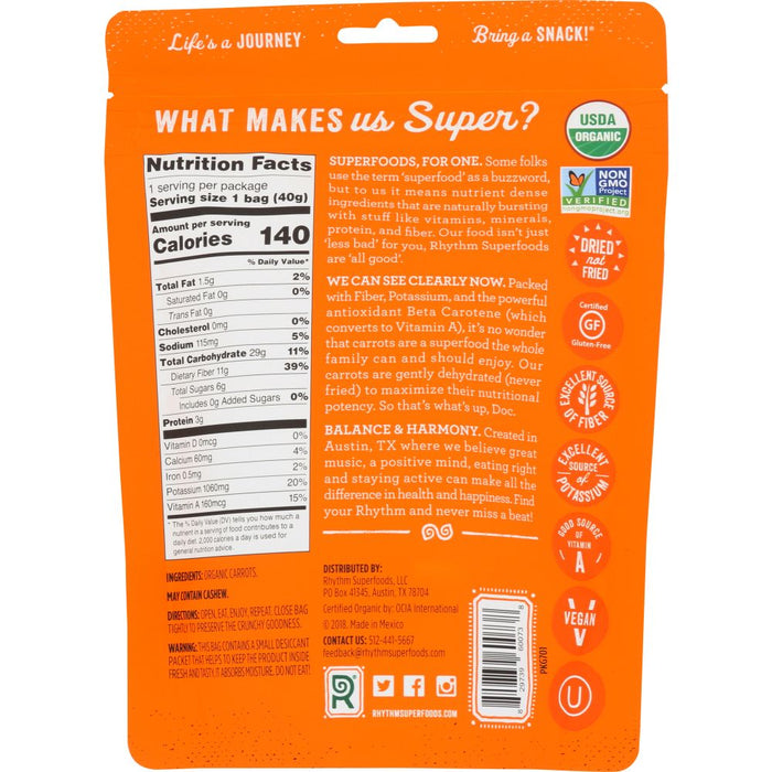 RHYTHM SUPERFOODS: Organic Naked Carrot Sticks, 1.4 oz
