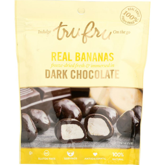 TRU FRU INDULGE ON THE GO: Real Bananas Freeze Dried and Immersed in Dark Chocolate, 4.5 oz