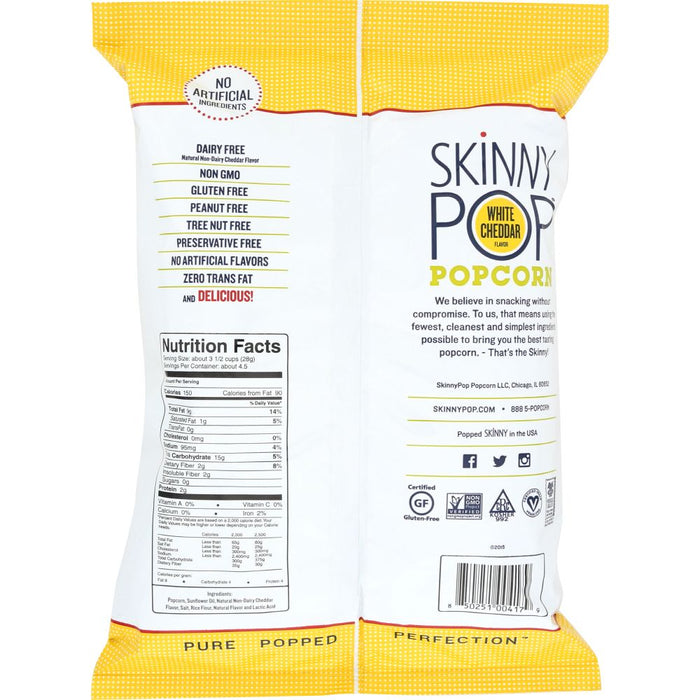 SKINNY POP: White Cheddar Flavor Popcorn, 4.4 oz