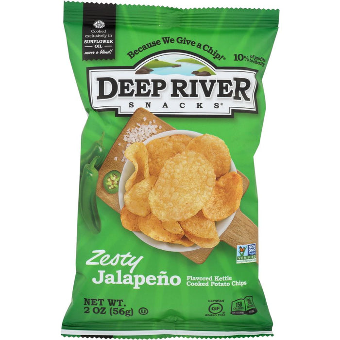 DEEP RIVER: Kettle Cooked Potato Chips Zesty Jalapeno, 2 oz